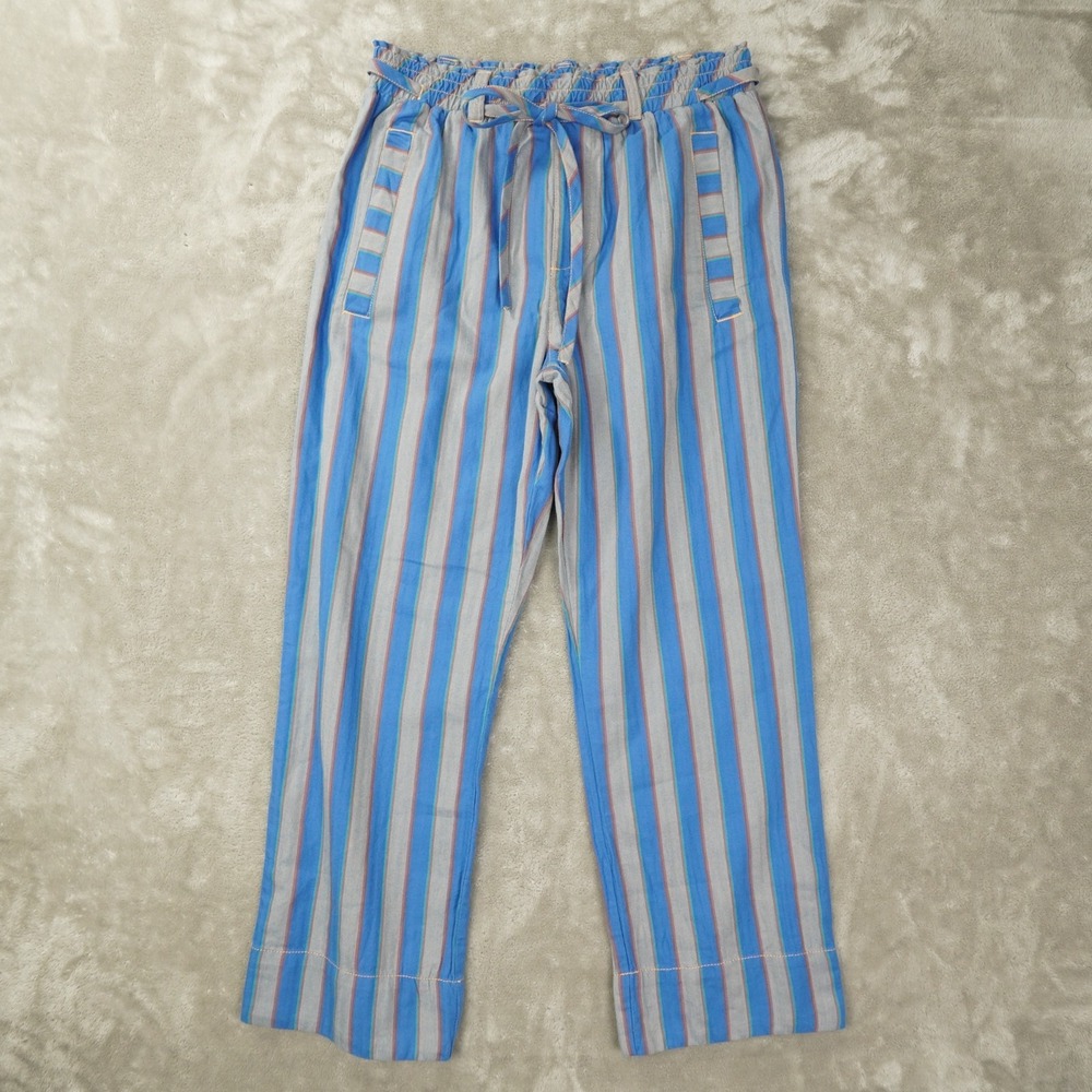 Free People Marielle Pull-On Pants Womens Small Blue Stripe Beach Ankle - Picture 2 of 11